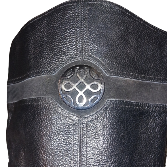 Franco Fortini Black Leather Wide Calf Riding Boots Wide Knee High Boots… - Picture 11 of 12